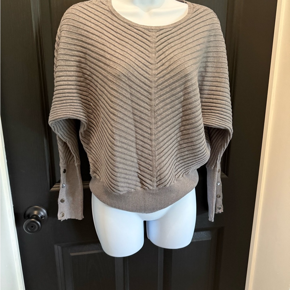 Alfani Ribbed Scoop Neck Sweater - grey